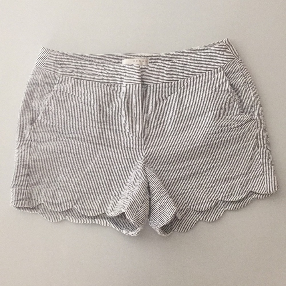 Gray and White Scalloped Shorts